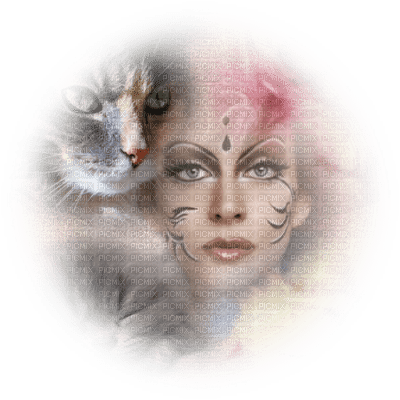 femme et chat - PNG gratuit