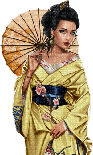 Woman Asian Yellow Black - Bogusia - zdarma png