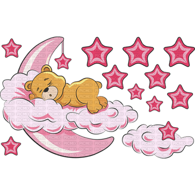 Kaz_Creations Cute Teddy Bear On Moon Clouds - δωρεάν png