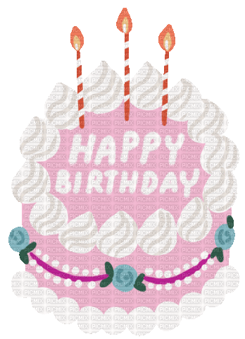 Pink Happy Birthday Cake - Free animated GIF