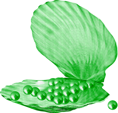 Seashell.Pearls.Green - PNG gratuit