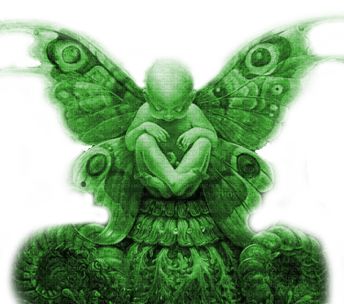 Y.A.M._Fantasy fairy baby green - png gratis