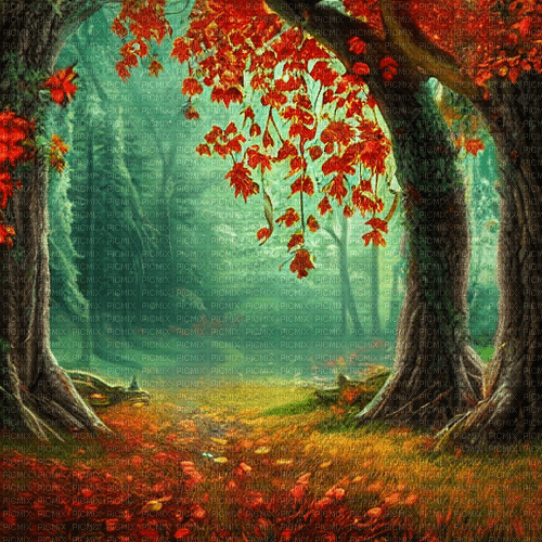 kikkapink fantasy background forest autumn - ilmainen png