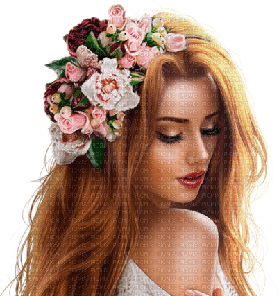 Lady With Flowers In Hair - besplatni png