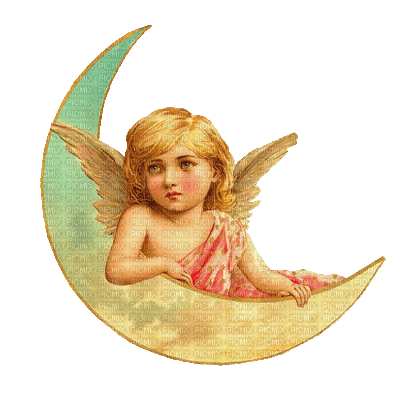 minou-angel on the moon - 免费PNG