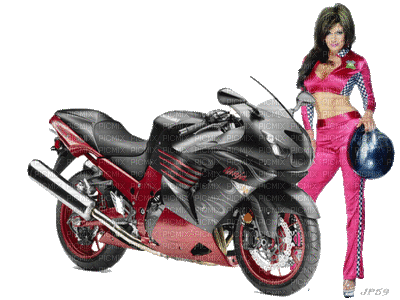 woman with motorbike bp - GIF animasi gratis