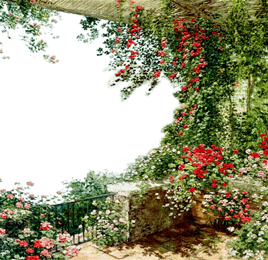 Frame garden green  and red roses - бесплатно png