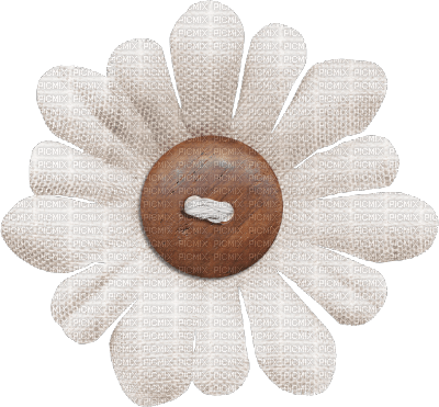 Vintage wooden Button Blume Knopf white - zdarma png