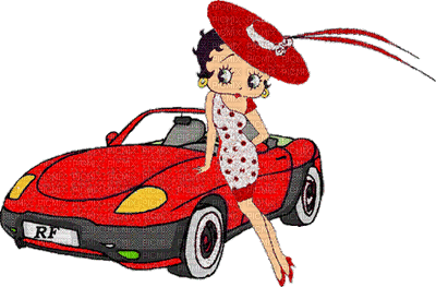 la belle et sa voiture - GIF animado gratis