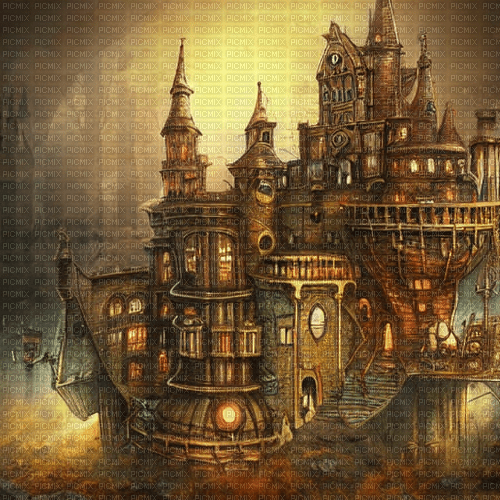 kikkapink background steampunk castle - png gratis