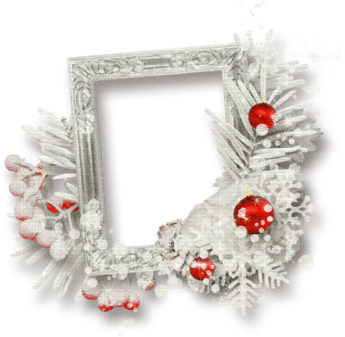 Christmas.Winter.Cluster.Frame.White.Red.Gray - darmowe png