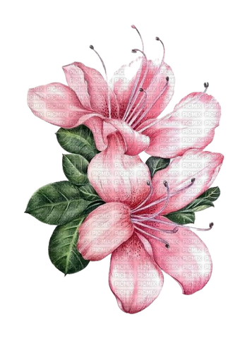 watercolor pink flowers - nemokama png