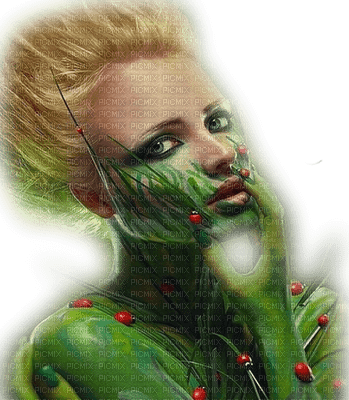 woman green ladybug femme vert - бесплатно png