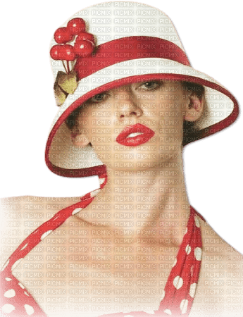 soave woman fashion summer hat vintage  red white - nemokama png