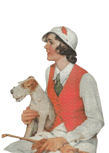 kikkapink woman vintage dog - 無料png