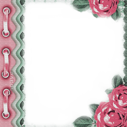 soave frame vintage flowers rose lace pink green - δωρεάν png