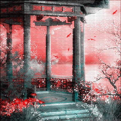 soave background animated oriental garden - 免费动画 GIF