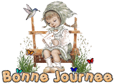 BONNE JOURNEE TITE FILLE EN LECTURE - Бесплатный анимированный гифка