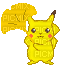 pikachu holding yellow ginkgo leaf - GIF animé gratuit