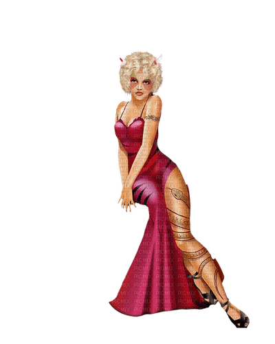 dolceluna vintage pinup woman gothic dark pink - Free PNG
