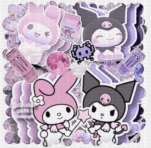 Kuromi/My Melody Background - Free PNG