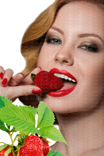 woman with strawberry by nataliplus - kostenlos png