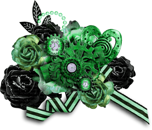 Steampunk.Deco.Green.Black - Free PNG