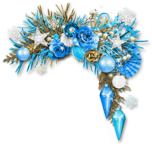 Christmas.Winter.Cluster.White.Gold.Blue - безплатен png