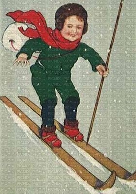 Winter, Kind, Ski, Vintage - nemokama png