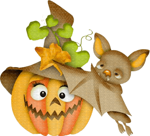 Halloween, Kürbis, Fledermaus - zadarmo png