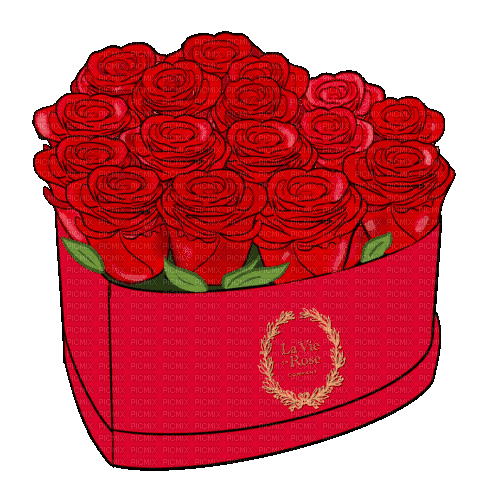 Red  White Rose Box Heart - Bogusia - GIF animasi gratis