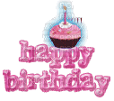 Happy Birthday Pink Cupcake - Free animated GIF