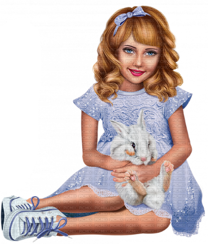 Girl with a rabbit. Easter. Spring. Leila - gratis png