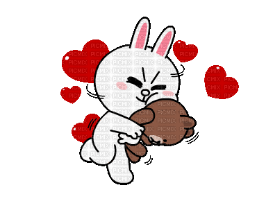 brown_&_cony love bunny bear brown cony gif anime animated animation tube  cartoon liebe cher aime mignon heart coeur, brown__cony , love , bunny ,  bear , brown , cony , gif ,
