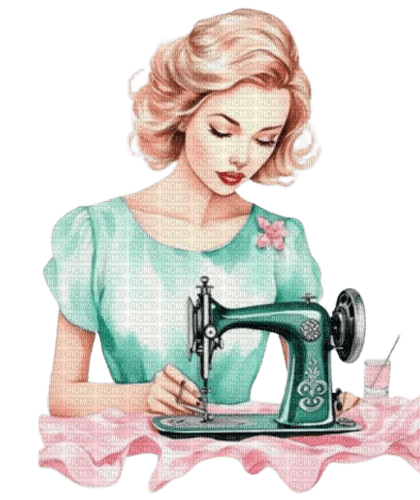 frau, woman, femme, vintage, schneiderin, sewing - ücretsiz png