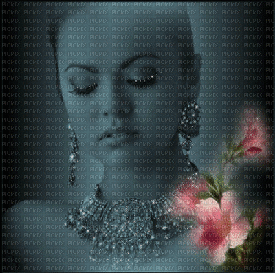 image encre animé effet scintillant briller femme visage edited by me - GIF animasi gratis