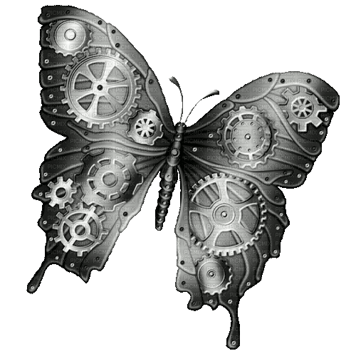 Steampunk.Butterfly.Black - By KittyKatLuv65 - Zdarma animovaný GIF