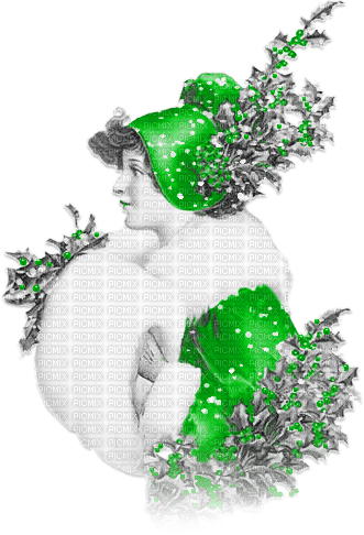 soave woman vintage christmas winter branch holly - bezmaksas png