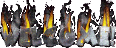 text welcome fire gif steel - Gratis animerad GIF