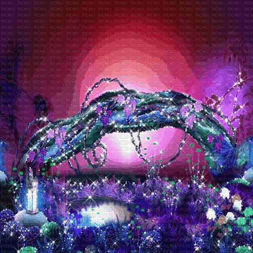purple animated fantasy forest - 無料のアニメーション GIF