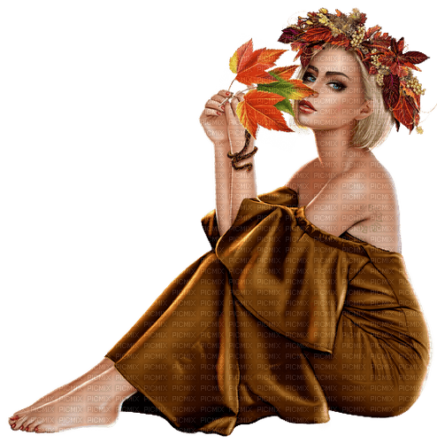 woman femme frau autumn fall - PNG gratuit