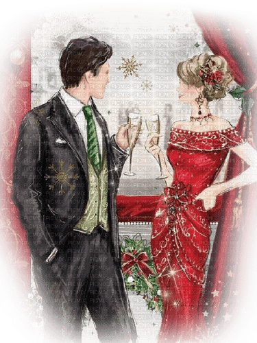 soave couple vintage art deco christmas new year - gratis png