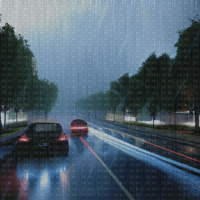 Raining Road - GIF animado grátis