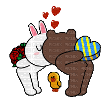 brown_&_cony love bunny bear brown cony gif anime animated animation tube cartoon liebe cher - Ücretsiz animasyonlu GIF