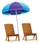 Kaz_Creations Beach Chairs and Umbrella Parasol - png gratis