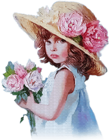 soave children girl vintage flowers hat spring - darmowe png