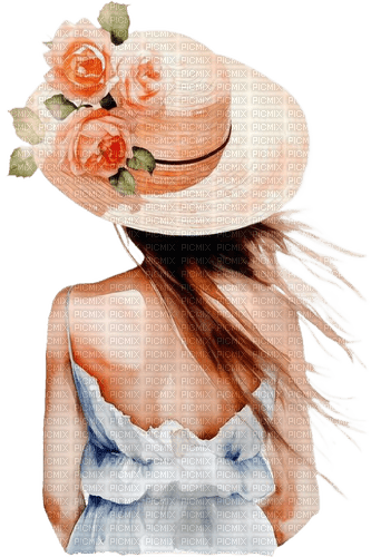 Женщина в шляпе акварель - zadarmo png