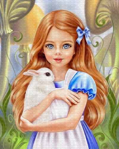 Girl and rabbit - bezmaksas png