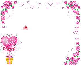 pink floral pixel border frame - GIF animasi gratis