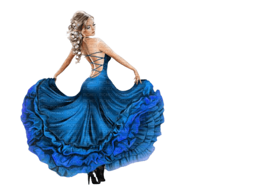 Femme en robe bleue - png grátis